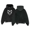 Halloween vintage hoodie 100% bomullsyra tvättad tröja hip hop skelett grafisk tryckt streetwear haruku unisex pullover