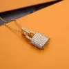 Top Designer jewelry Diamond Gold Lock Pendants necklaces sweater chain For elegant Lady