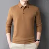 Herr t-skjortor koreanska mode långärmad t-shirt solid botten polo skjorta våffla affär oem anpassad logotyp avslappnad