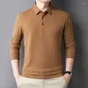 Magliette da uomo maglietta a maniche lunghe coreana maglietta con polo solido waffle business oem logo personalizzato casual