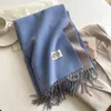 Fashion Cashmere Scarf Warm Winter for Women Korean Style Knitted Solid Color Double Sided Wraps Neckerchief 231221