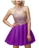 Party Dresses Women's Prom Dress A-type Skirt Design Purple Evening Sleeveless Long Bridesmaid Lace Top