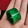 Cluster anneaux 100% réel jade jade creux creux de marque de marque sculptée pour hommes bijoux émeraude jadéite certificat1306r