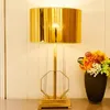 Настольные лампы Золотой абажур Железный металл для гостиной прозрачная стеклянная полоса Роскошная лампа для дома 220V 110 В