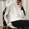 INCERUN Tops 2023 Korean Style Men's Black White Contrast Color Lace T shirts Casual Streetwear Loose O Neck Camiseta S 5XL 231222