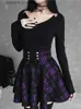 Jupes Black Checkered Women's Gothic Jirt Femme Plaid Plaid Plaid Jirts Spring Automne Girl Hip Hop Fe Punk Goth Mini Jiron Clubwear L231222