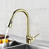 Kitchen Faucets 4 Colors Brass Material & Cold Water Pull Out Tap