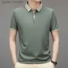 Polos męski 2023 koszule Men Business Normal krótkie w paski z krótkim slerem Fit Fit Tshirt Work Summer Korean Solid Clothing L231222