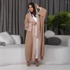 Vêtements ethniques Ramadan musulman ouvert Abaya mousseline Kimono Maxi Dress Femme Islamic Cardigan Arabe Robe Dubaï Turquie Marocain Eid Modest