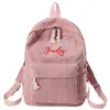 Personalisierte Cord -Women Schoolbag Customized Sticked Backpack Training Antitheft -Umhängetasche für Teenager 231222
