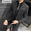 Mens Threepiece Suit Set Tight Casual Formal Business Clothing Plus Size Tools Western Jacket Wedding Dress 2pcs 231221