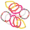 Pulseras con dijes 10 PCS Amistad tejida Colorida Arcilla polimérica Estiramiento Cuerda de mano Mujer