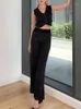 Женские брюки с двумя частями осень рукавиц повседневный стиль полиэфирный материал 2023 модный V-образный выстрел с высокой полосовой полосой и набор