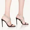 24s Nowa marka Aquazzura Comet Women Sandals Buty Flower Jewel podobne ozdoby cienkie szpilki Obcasy Panie Party Wedding With Box EU35-43