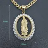 N7M7 Hip Hop Iced Out Bling Big Big Vierge Colliers Pendants Gold Color en acier inoxydable Collier Madonna pour femmes bijoux Y12202351