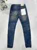 Herenjeans kopen ontwerper mannen paars merk vernietigde denim broek gescheurd noodlijdende magere slanke stretch broek