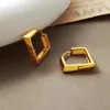 Stud Copper Plated Real Gold Earrings Geometric Square Metallic Ear-Rings Enkla andtemperament Danglers för Earbobs 231222