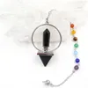 Natuurlijke kristal zeshoekige kolom Energie Pyramid Chakra -keten Hanger Divinity Vormige Chakra Healing Balance Pendulum268A