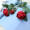 Decorative Flowers 10Pcs/lot Artificial Rose 3 Heads Fabric Flower Wall Wedding Background Home Decoration Fake Bud Garland