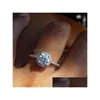 Solitaire ring dames trouwringen mode ronde edelsteen sier verlovingsring voor vrouwen gesimdeerde diamanten sieraden235b drop levering j dhyeq