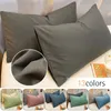 2pcs Cotton Pillowcase Big Solid Color Envelope Pillow Cushion Cover Soft Comfortable Sleeping Bedding 48x74cm 231221