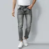 Men's Jeans Ly Fashion Vintage High Quality Retro Gray Distressed Ripped Men Straight Slim Selvedge Redline Denim Pants