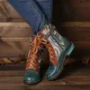Bot Kadın Kış Botları Kabartmalı Ekleme Deseni Orta Buzlu Botlar Etnik Slips Sıcak Peluş Sıcak Peluş Kadın Ayakkabıları Daireler Kısa Botlar