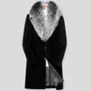 Imitation manteau de fourrure masculine long collier de faux renard