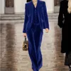 Costume de velours pour femmes ensembles élégants simples à 3 pièces veste veste pantalon de veste luxe 2023 Chic femme 231221