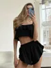 Kvinnors sömnkläder Marthaqiqi Casual Female Suit Sexig spaghetti -rem Pajamas rygglösa skördet Topp nattkläder Shorts Lose Women Nightie Set