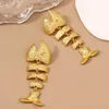 Dangle Earrings Vintage Trend Golden Fish-bone Wholesale