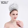 Yizili Luxury Big European Bride Wedding Crown Gorgeous Crystal Large Round Queen Crown Wedding Hair Accessories C021 210203216K