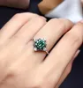 Anéis de casamento Cracking Green Gemstone Anel para mulheres anel de noivado de jóias 925 Sterling Silver Ring Birthday Year Presente 231222