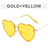 Sonnenbrille Liebe Herz Form Frauen Sonnenbrillen Korean Mode Randless Metal Bein Outdoor Colon Color für Frauen
