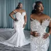 Stunningbride 2024 African Arabic Charming Mermaid Wedding Dresses Illusion Full Lace Appliques Crystal Beading Cap Sleeves Chapel Train Formal Bridal Gowns