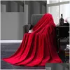 Blankets Red Flannel Blanket Soft Throw On Sofa Bed Plane Travel Plaids Adt Home Textile Solid Color Drop Delivery Garden Textiles Dhlbq