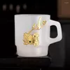 Vinglas av draken high-end guld inlagd jade glaserade porslin vatten kopp kaffe hushåll personlig te set tecup kontor