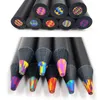 8Color Black Wood Rainbowcolored PencilColors Pencilsschool SuppliesColor Markers 231221