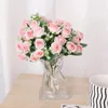 Decoratieve bloemen 30 cm roze roos zonsondergang rode pioenboeket puur handgemaakt kunstmatig huis bruiloft tuin tafel kamer decoratie nep bloem