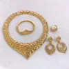 Dubai Gold Jewelry Sets For Women Fashion Italian Plated Necklaces Earrings Rings Wedding Party SYHOL 231221