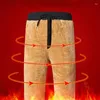 Men's Pants Winter Casual Long Trousers Thickened Warm Male Cotton Fleece High Waist Straight For Men R52