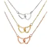 Anhänger Halskette Doppelte Herzkette für Frauen Paar Choker Gold Silber Farbkette Hochzeitsfeier Freunde Schmuck Geschenk