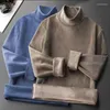 Erkek Tişörtleri Sonbahar Kış Polar Kalın Uzun Kollu T-Shirt Yarı Yüksek Yakalı Düz ​​Renk Basit Dipler Sıradan Rahat Kazaklar