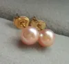 AAAAA 78mm Round Natural SOUTH SEA PINK Pearl Earrings 14k Gold 231221