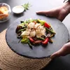 丸いブラックディナープレートデザート寿司クリエイティブ食器バーベキューヨーロッパと米国