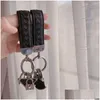 Keychains Lanyards Fashion Triangle Keychain paar hartvorm fit mannen dames hoge kwaliteit schapenvacht ontwerper sleutel buckle drop deli dhpwi