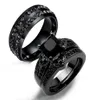Clásico hombre para hombres parejas anillos de circonía de zirconia negras Banda de boda de la boda Aliance de mariage racimo de regalo 6549738