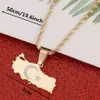 Turkey Map Flag Gold Plated Turkish Pendant Necklace For Women Men Turks Jewelry Patriotic Gifts256p