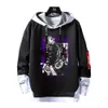 Anime patchwork sweatshirts jujutsu kaisen hoodies casual losse sweatshirt linten letter print pullover gojo satoru hoodie