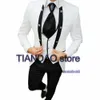 Jacquard Mens Suit 3 Piece White Wedding Groom Tuxedo Shawl Collar Formal Jacket Pants Vest Male Blazer Veste Costume Homme 231221